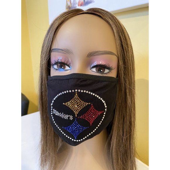 Pittsburgh Steelers Bling Rhinestone Face Mask Front Logo - Picture 9 of 10